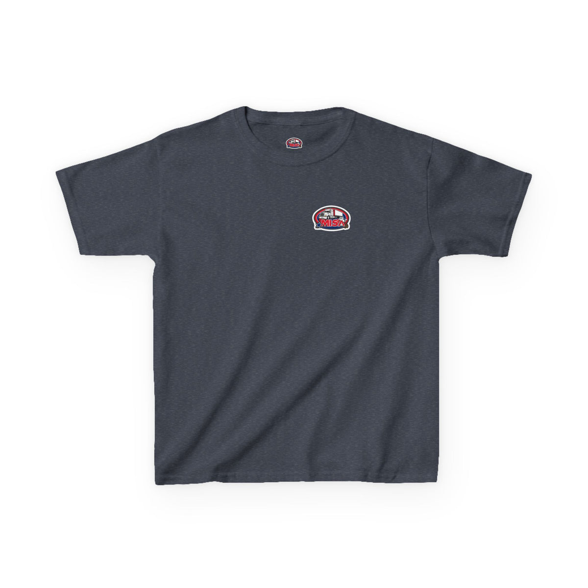 Purple kids' T-shirt by Printify featuring a truck design and the humorous message "Sir, You Can't Park Here!"