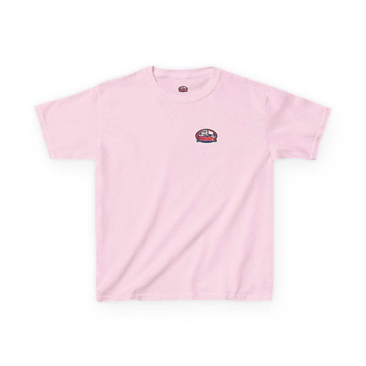 Purple kids' T-shirt by Printify featuring a humorous truck design with the text "Sir, You Can't Park Here!"