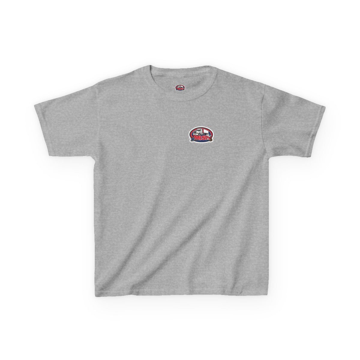 Red kids heavy cotton tee with humorous truck parking design, perfect for young adventurers, by Printify.