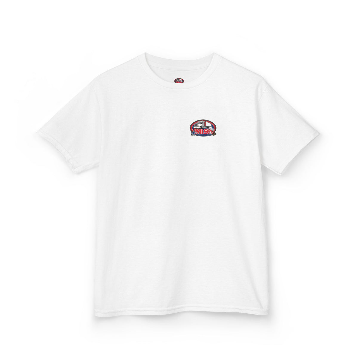 Red kids heavy cotton tee with humorous truck parking graphic, perfect for young adventurers, from Printify kids clothes collection.