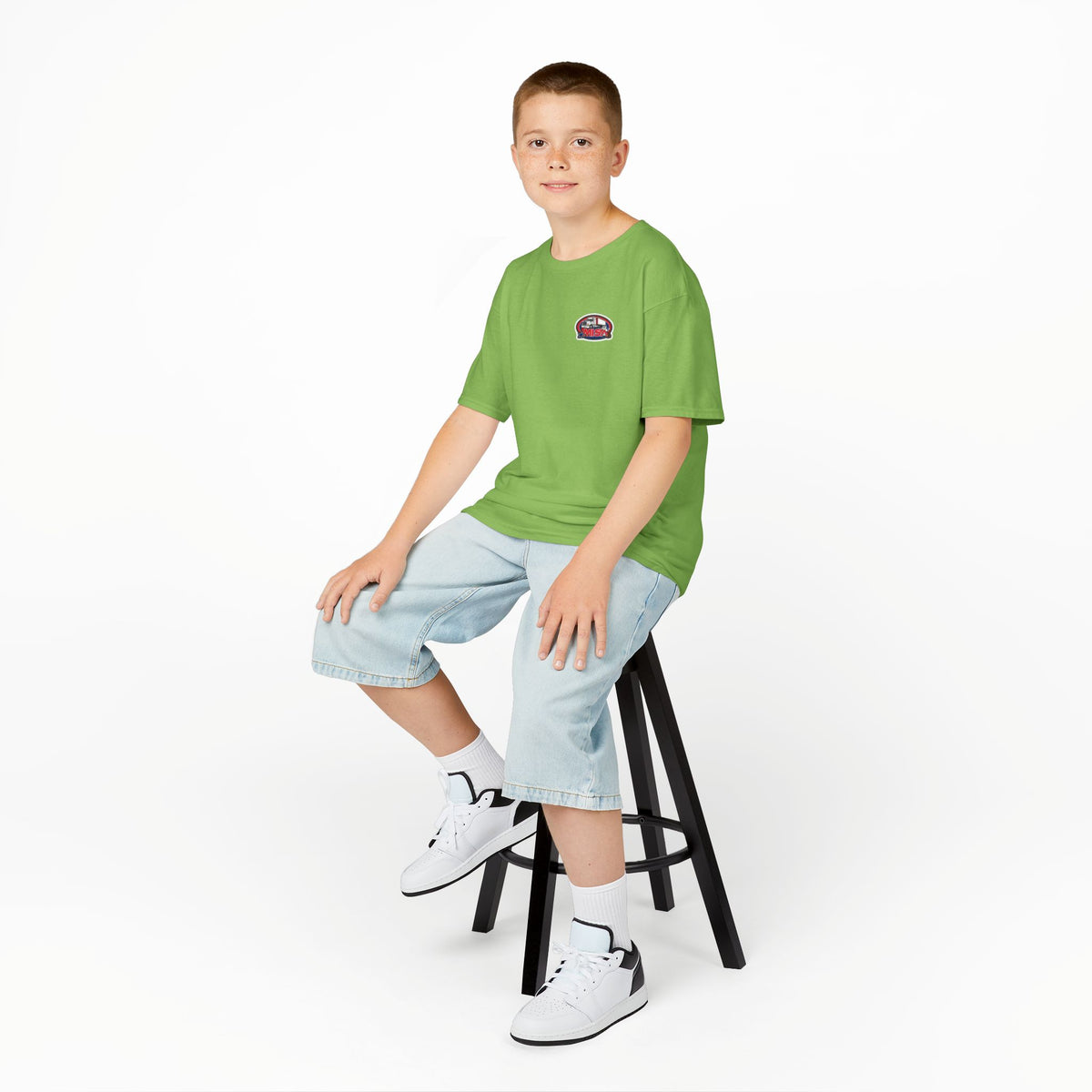 Kids heavy cotton tee from Printify featuring a humorous truck parking design, perfect for young adventurers.