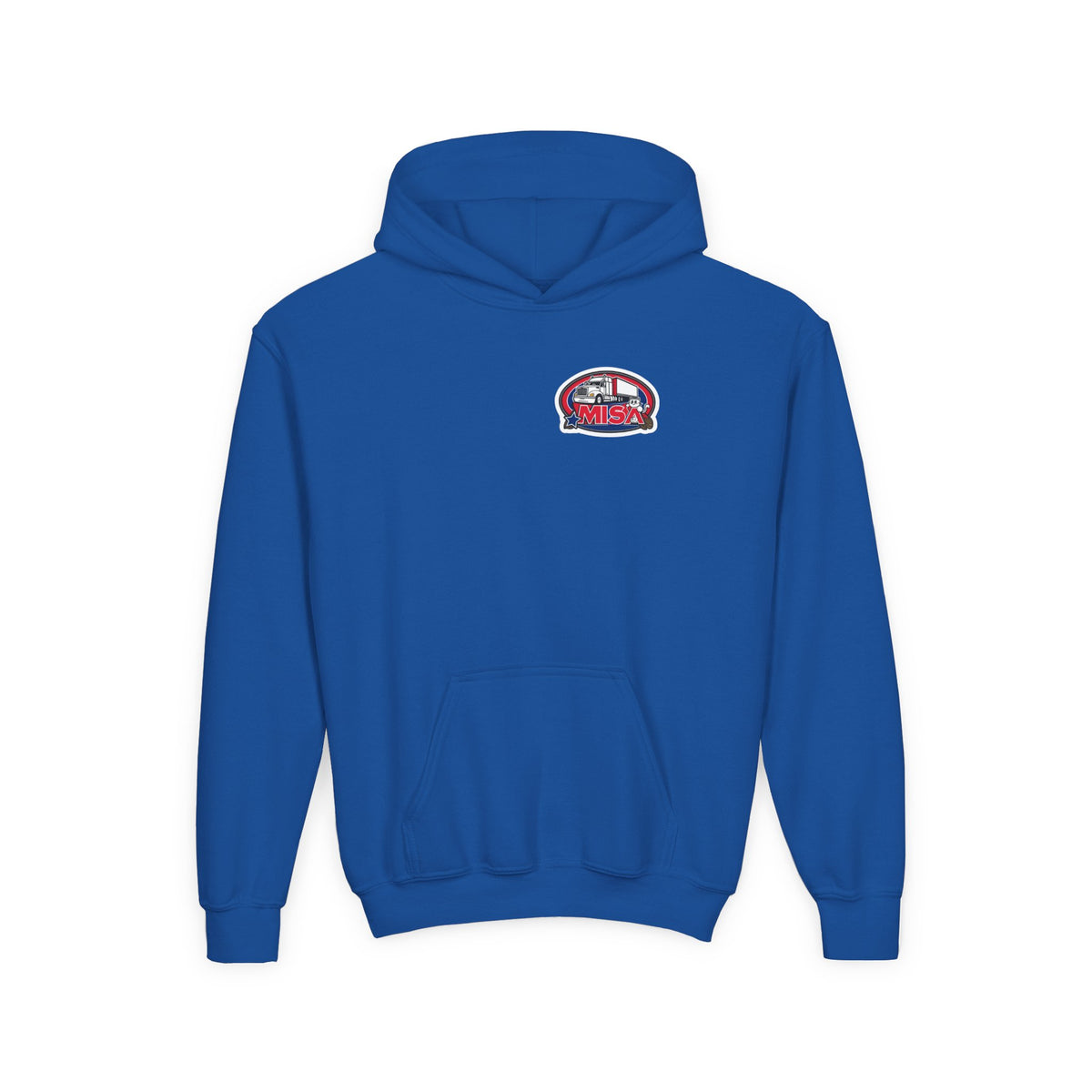 Kids' Carolina blue hoodie by Printify featuring a humorous truck graphic, ideal for teens and young kids.