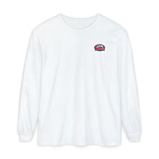 Black long-sleeve humor t-shirt by Printify with the playful “Sir, You Can’t Park Here” slogan on the front.
