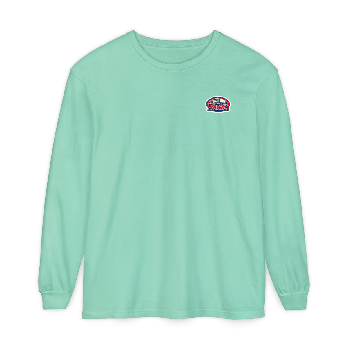 Black Printify long-sleeve humor T-shirt with "Sir, You Can't Park Here" funny slogan, casual and comfortable design.