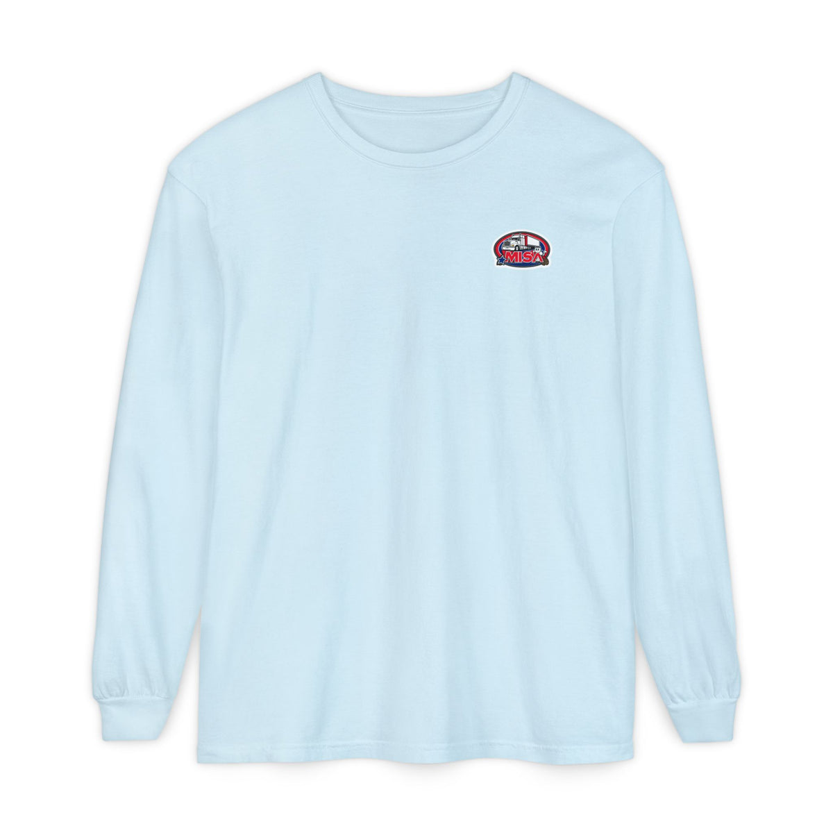 Black long-sleeve T-shirt by Printify featuring humorous "Sir, You Can't Park Here" slogan design.