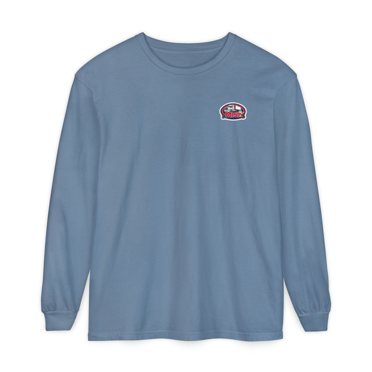 Black long-sleeve T-shirt by Printify featuring humorous "Sir, You Can't Park Here" print, casual and funny men's apparel.