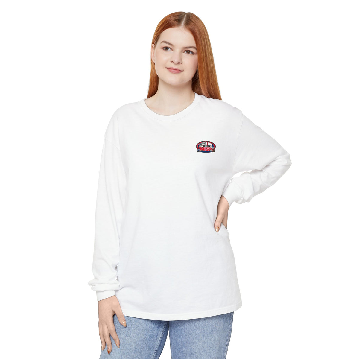 Black long-sleeve humor T-shirt by Printify featuring the funny "Sir, You Can't Park Here" quote.
