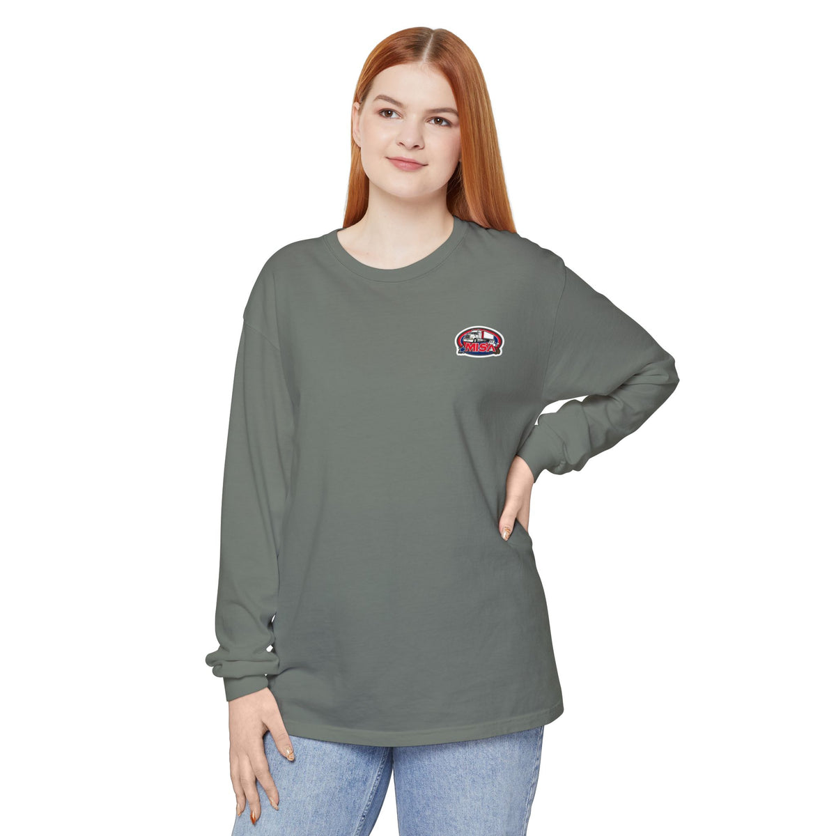 Black long-sleeve humor T-shirt by Printify with a funny 'Sir, You Can't Park Here' slogan on the front.
