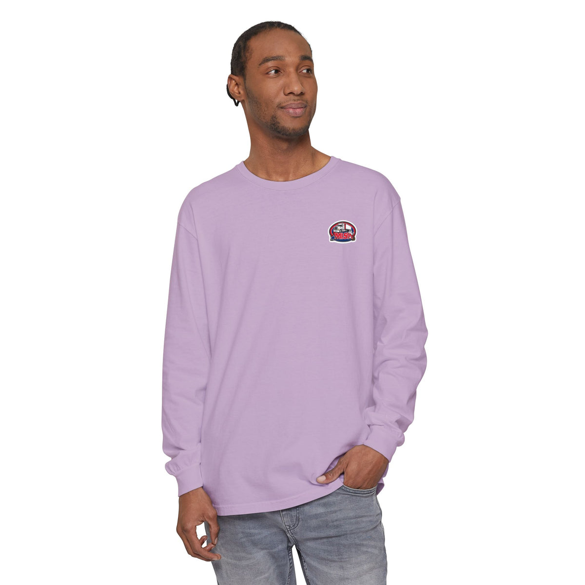 Black Printify long-sleeve T-shirt with humorous "Sir, You Can't Park Here" slogan, casual and fun men's or women's apparel.