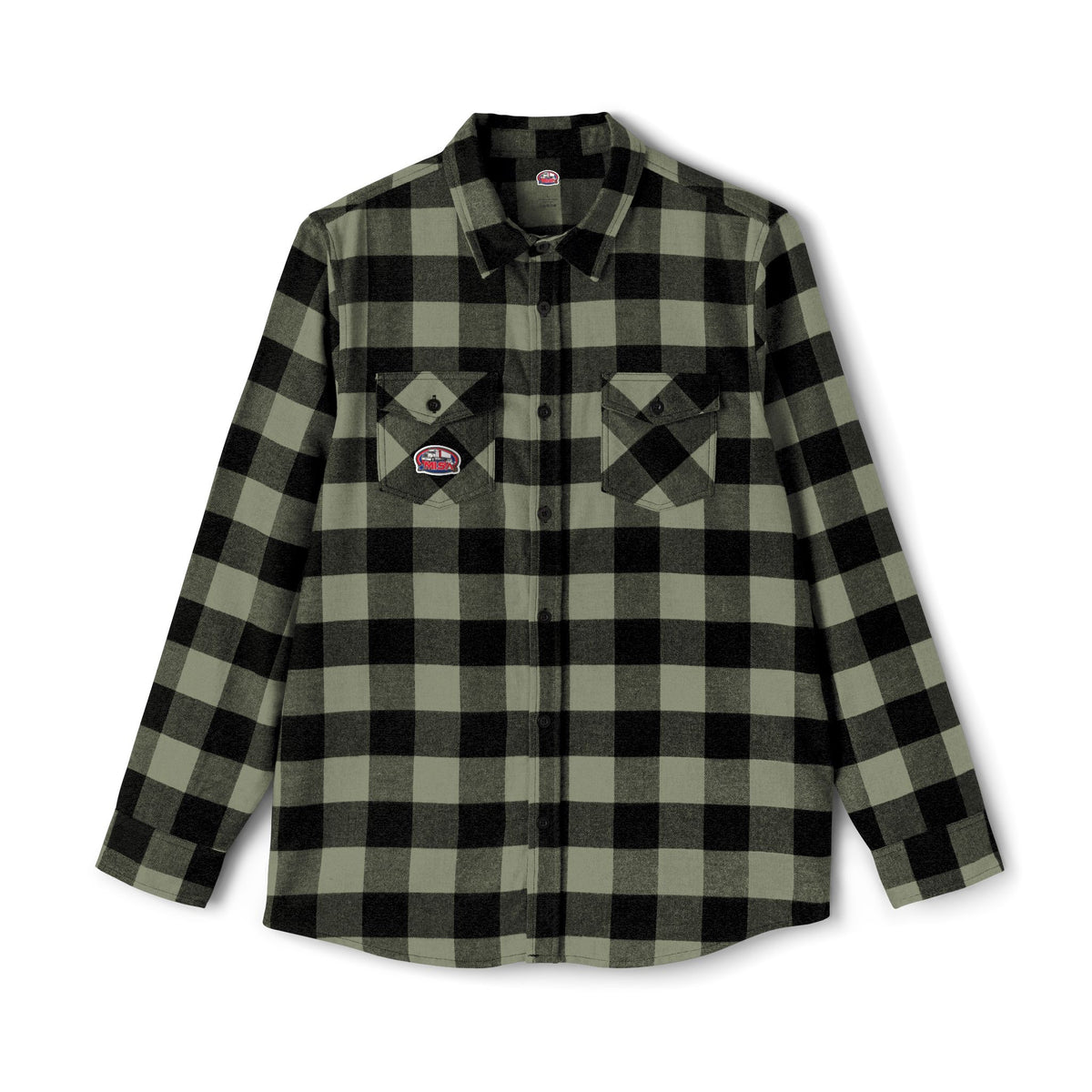 Unisex charcoal heather long-sleeve flannel shirt by Printify with humorous "Sir, You Can't Park Here" design.