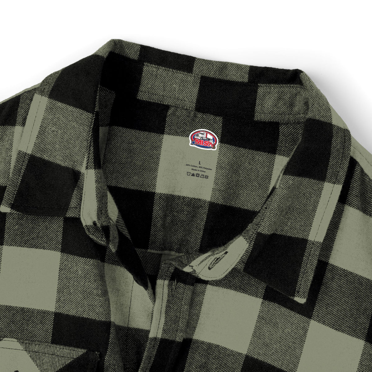 Unisex charcoal heather flannel shirt by Printify with humorous "Sir, You Can't Park Here" design, long-sleeve casual shirt.