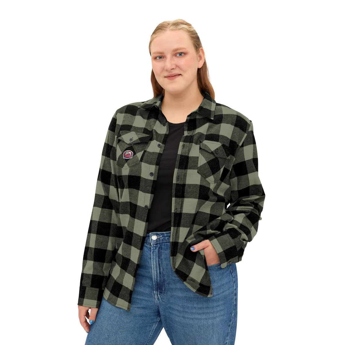 Unisex charcoal heather flannel shirt by Printify with humorous "Sir, You Can't Park Here" design, long-sleeve casual top.