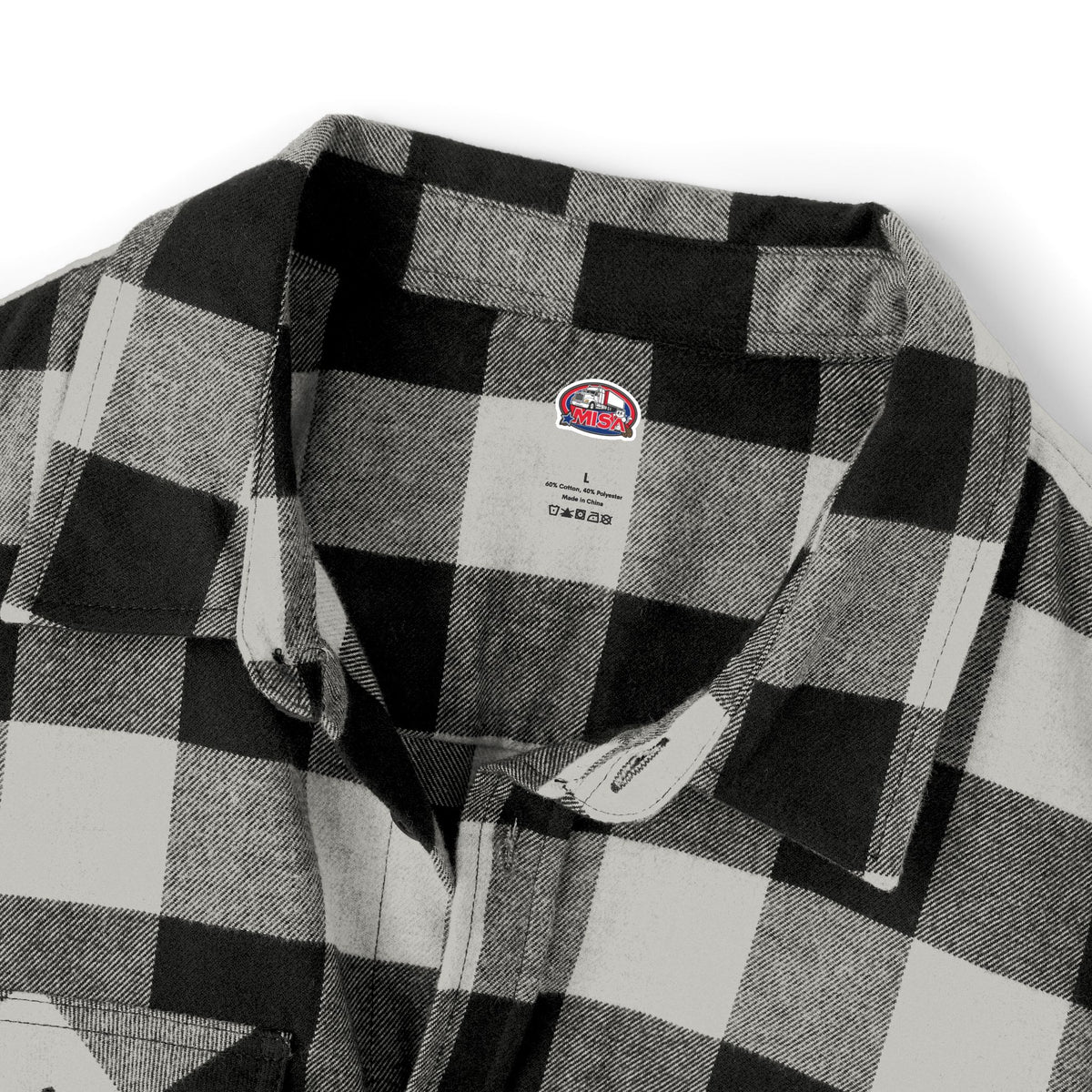 Unisex charcoal Heather black long-sleeve flannel shirt by Printify with humorous "Sir, You Can't Park Here" design.