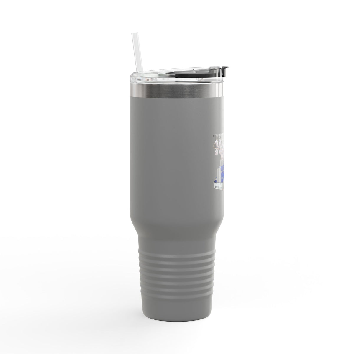 Dark gray Printify 40oz insulated travel mug designed for truckers, featuring a durable, leak-proof stainless steel construction.