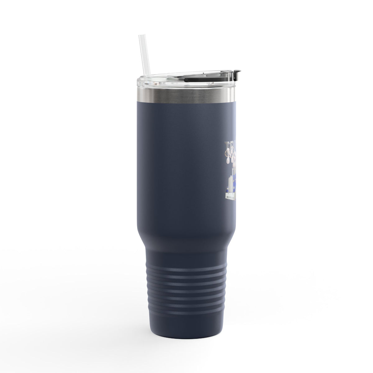 Dark gray Printify 40oz insulated travel mug designed for truckers, featuring a durable, leak-proof mug with a comfortable handle.