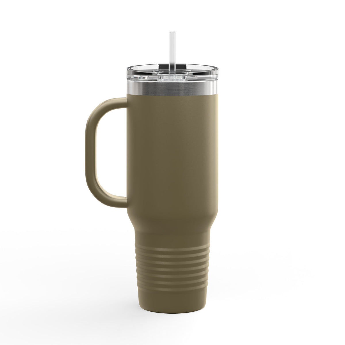 Dark gray Printify 40oz insulated travel mug designed for truckers, featuring a durable, leak-proof travel mug with a large capacity.