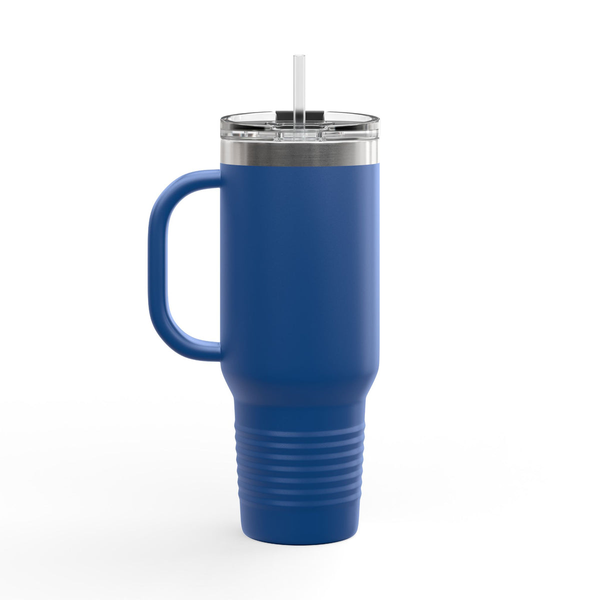 Dark gray Printify 40oz insulated travel mug designed for truckers, featuring a durable, spill-proof mug with a handle.