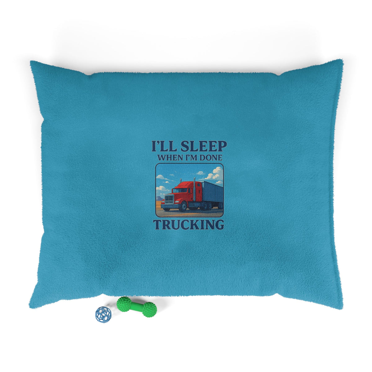 Comfortable trucking-themed pet bed by Printify featuring a cozy design for small pets to rest comfortably.