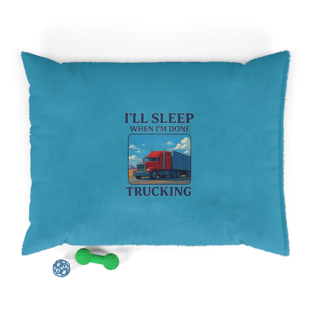 Comfortable trucking-themed pet bed by Printify, featuring a cozy design for pets to rest and sleep comfortably.