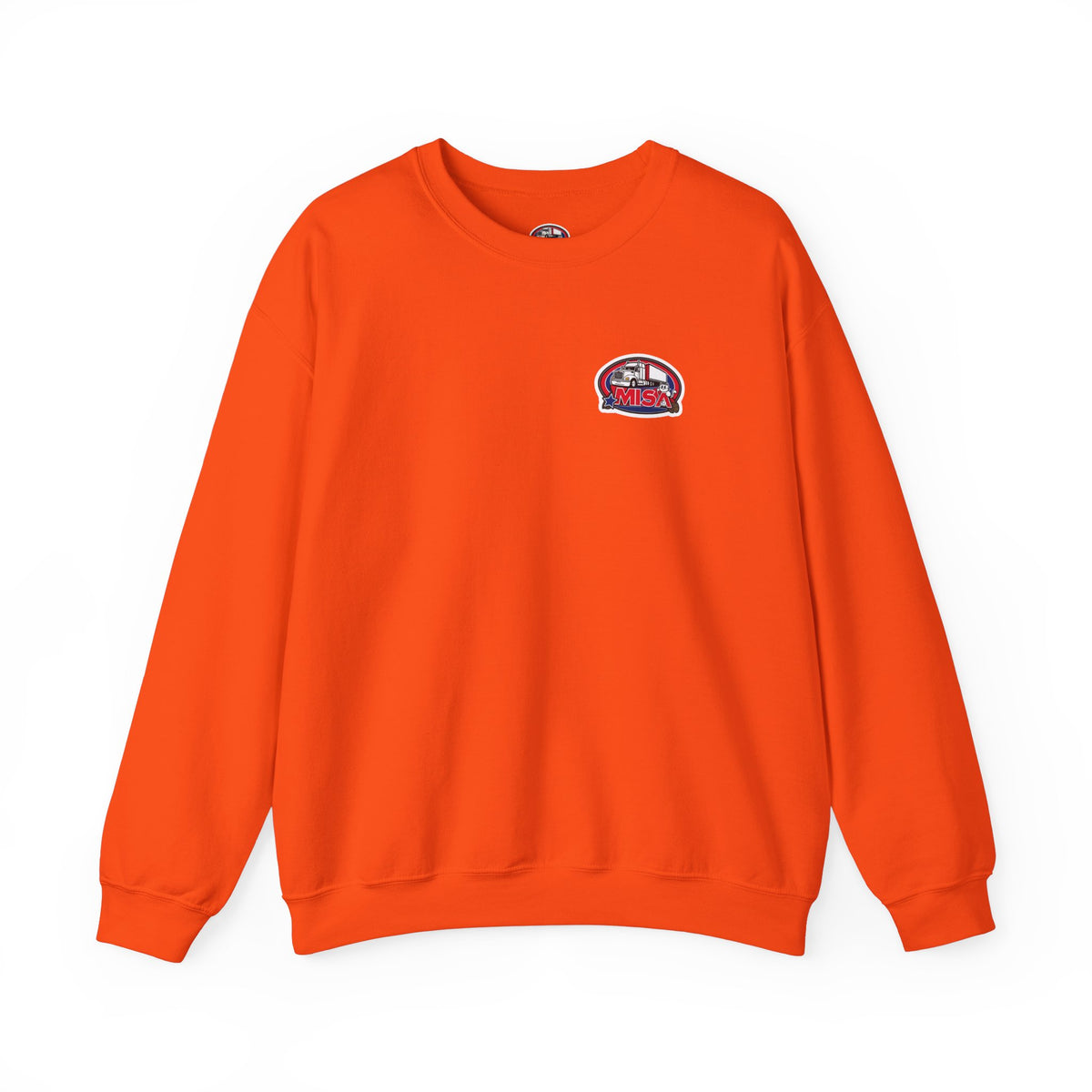 Unisex patriotic crewneck sweatshirt by Printify featuring "We Drive America's Economy" design on ash-colored fabric.