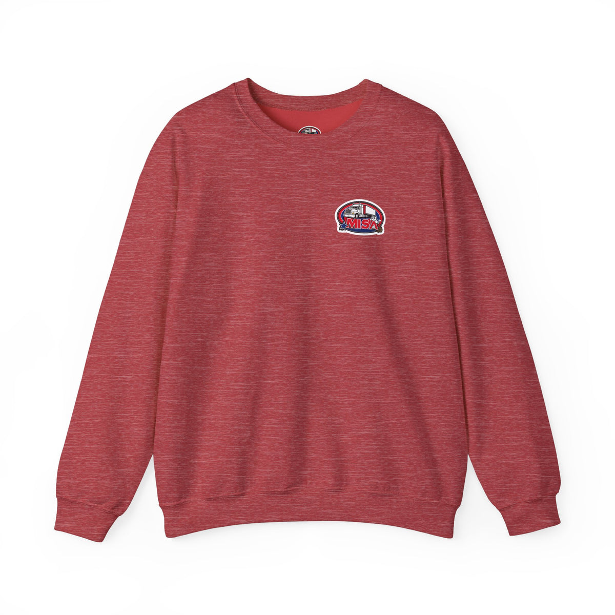 Unisex patriotic crewneck sweatshirt by Printify with "We Drive America's Economy" design in ash color.