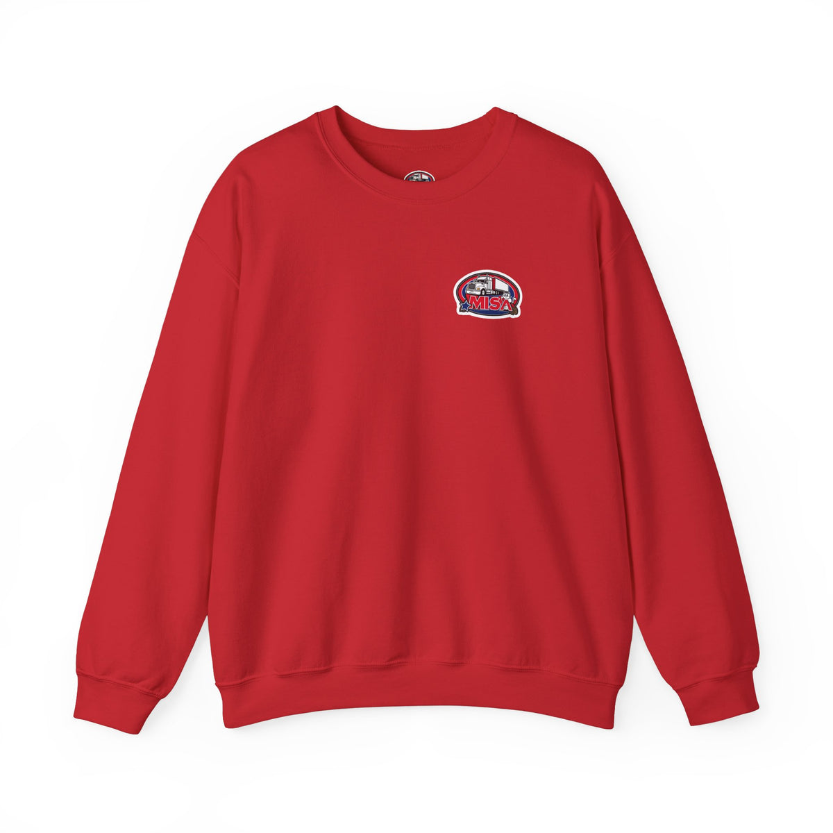 Unisex patriotic crewneck sweatshirt by Printify with "We Drive America's Economy" design, in ash color, casual and comfortable.