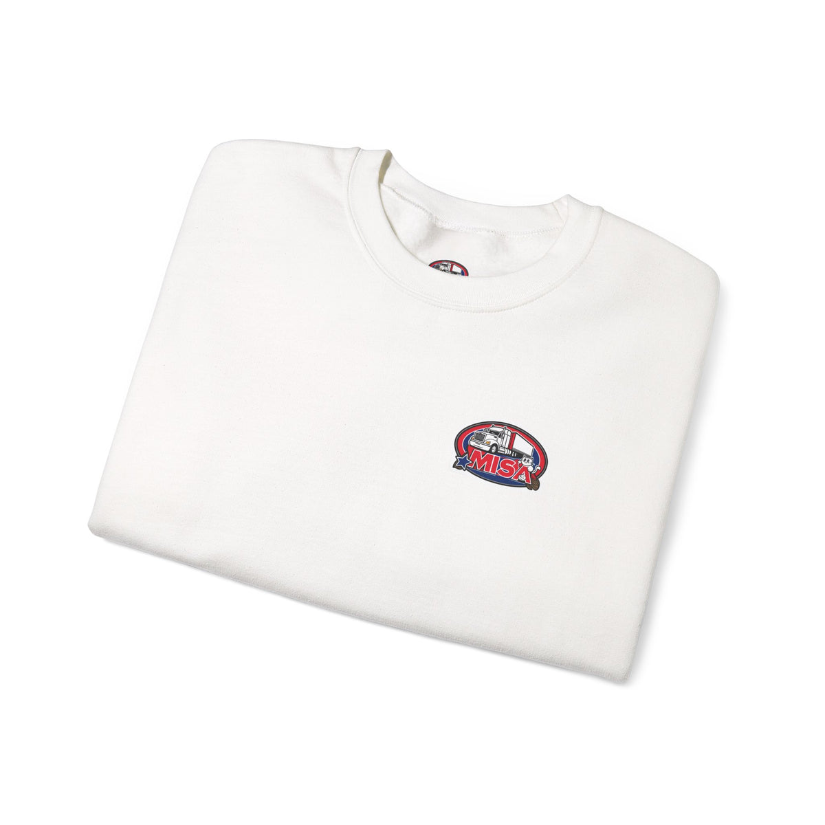 Patriotic unisex crewneck sweatshirt by Printify with "We Drive America's Economy" design in ash color.
