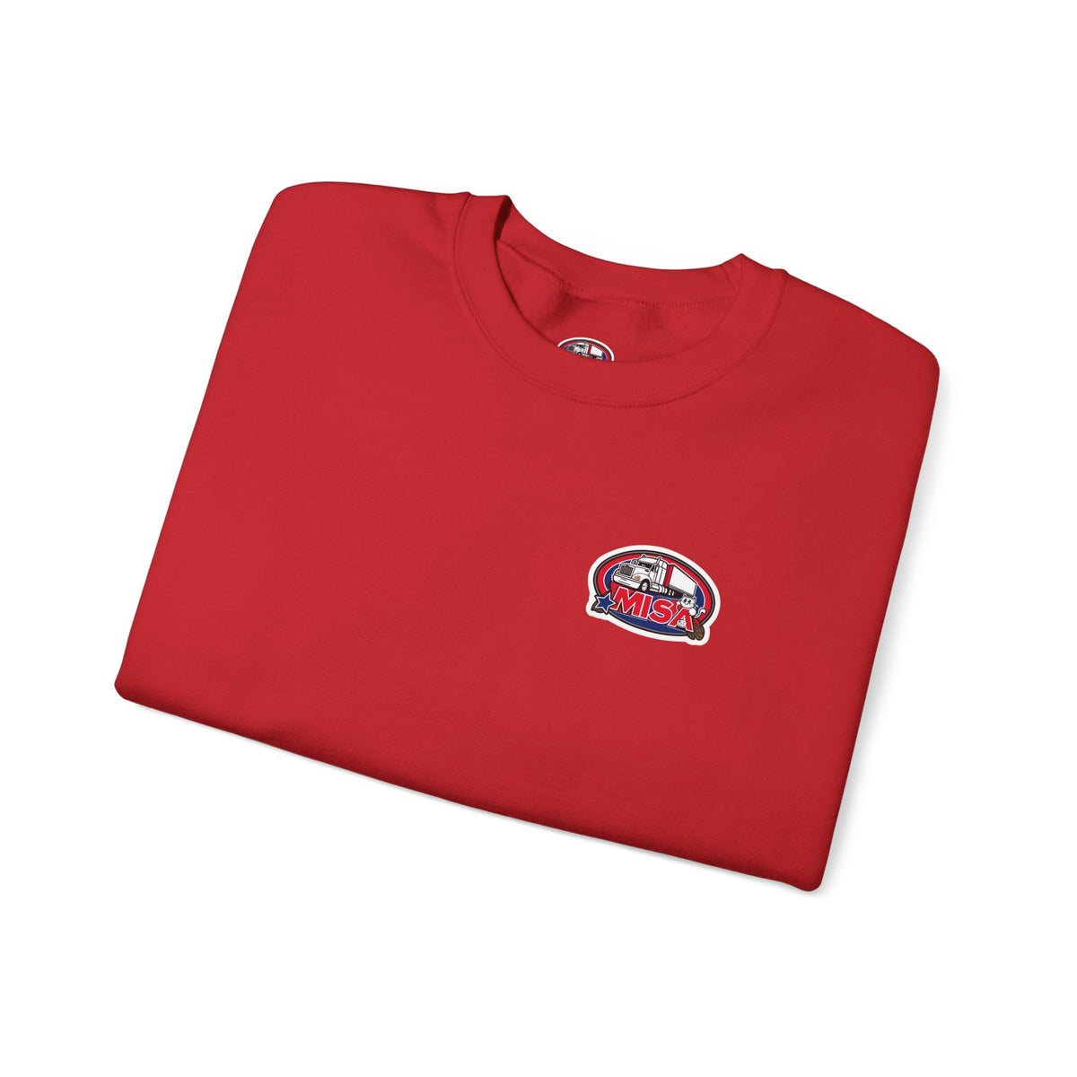 Unisex patriotic crewneck sweatshirt by Printify with "We Drive America's Economy" design in ash color.