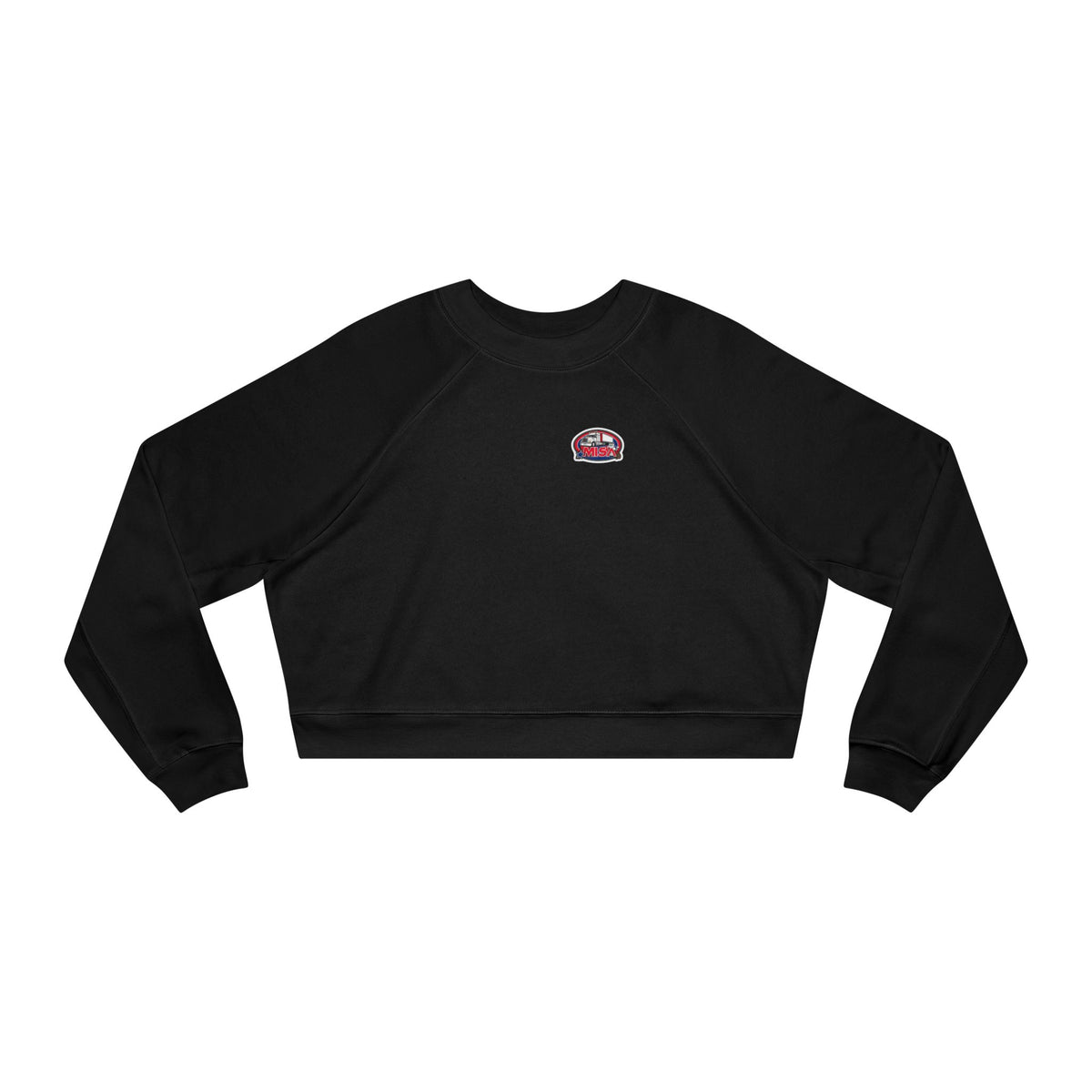 Black women's cropped fleece sweatshirt with fun graphic design by Printify, cozy and stylish for casual wear.