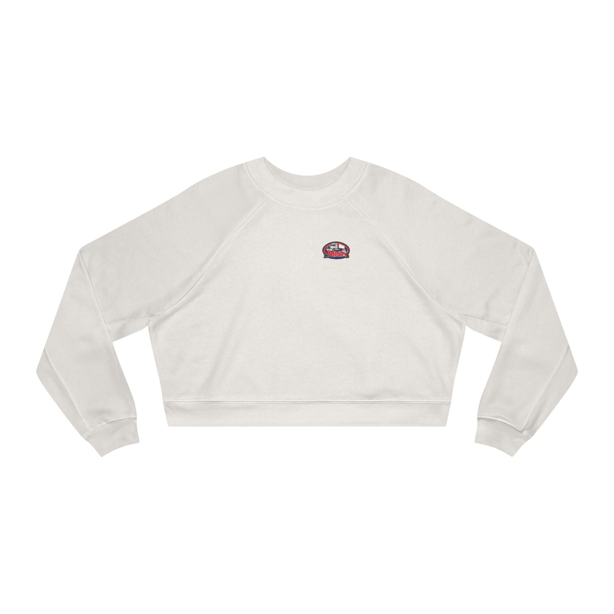 Black women's cropped fleece sweatshirt with fun graphic design by Sir, cozy and stylish casual sweatshirt for women.