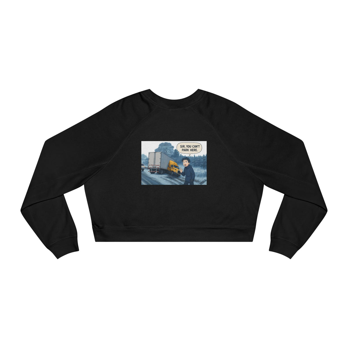 Black women's cropped fleece sweatshirt with colorful graphic design, cozy fit from Printify, perfect for casual wear.
