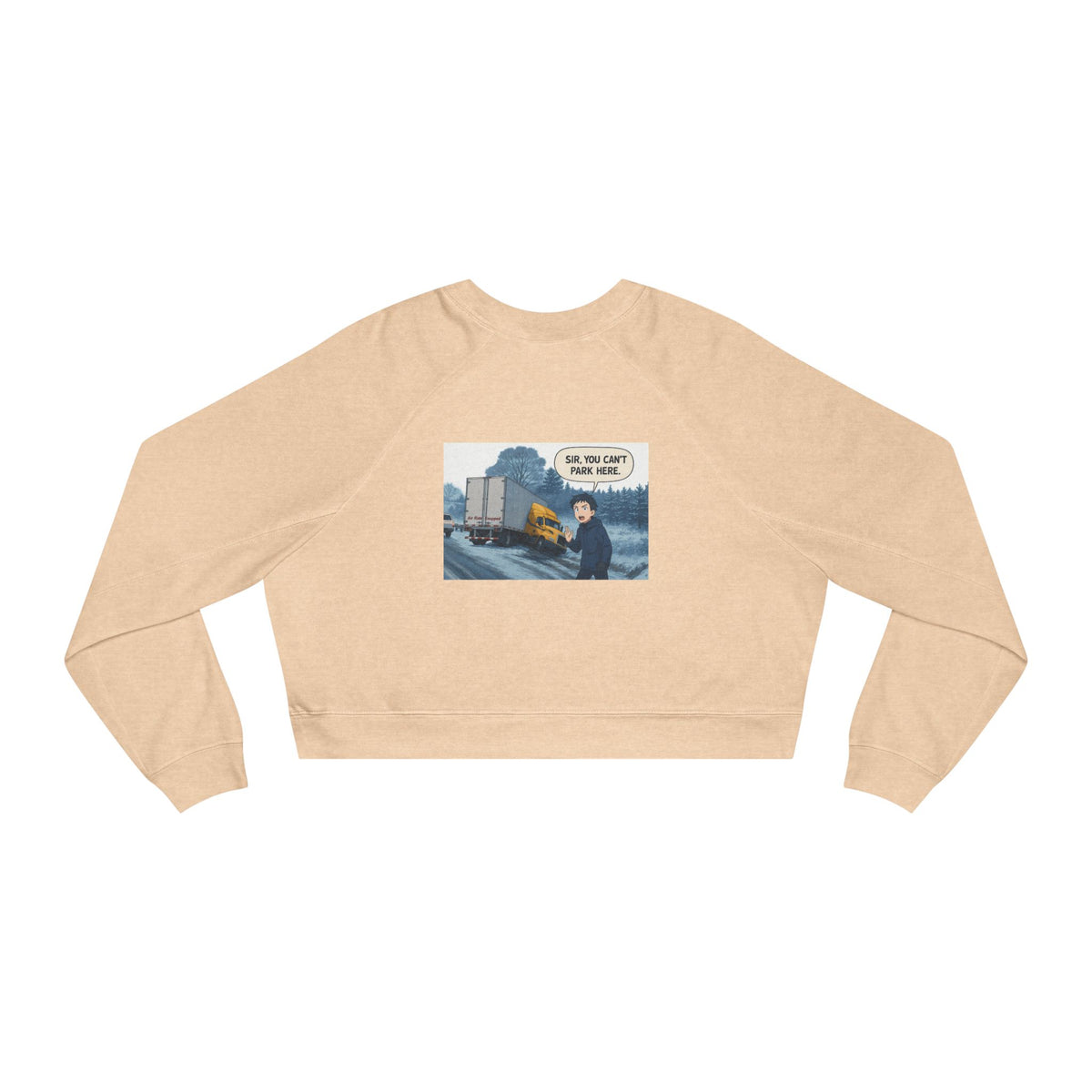 Black cozy women's cropped fleece sweatshirt with colorful graphic design by Sir, perfect for casual wear and comfortable style.