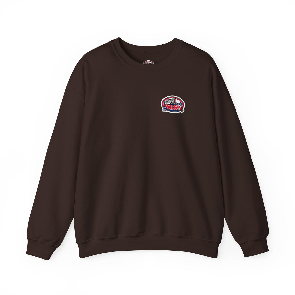 Charcoal unisex patriotic eagle sweatshirt by Printify featuring "We Drive America's Economy" text on a heavy blend crewneck.