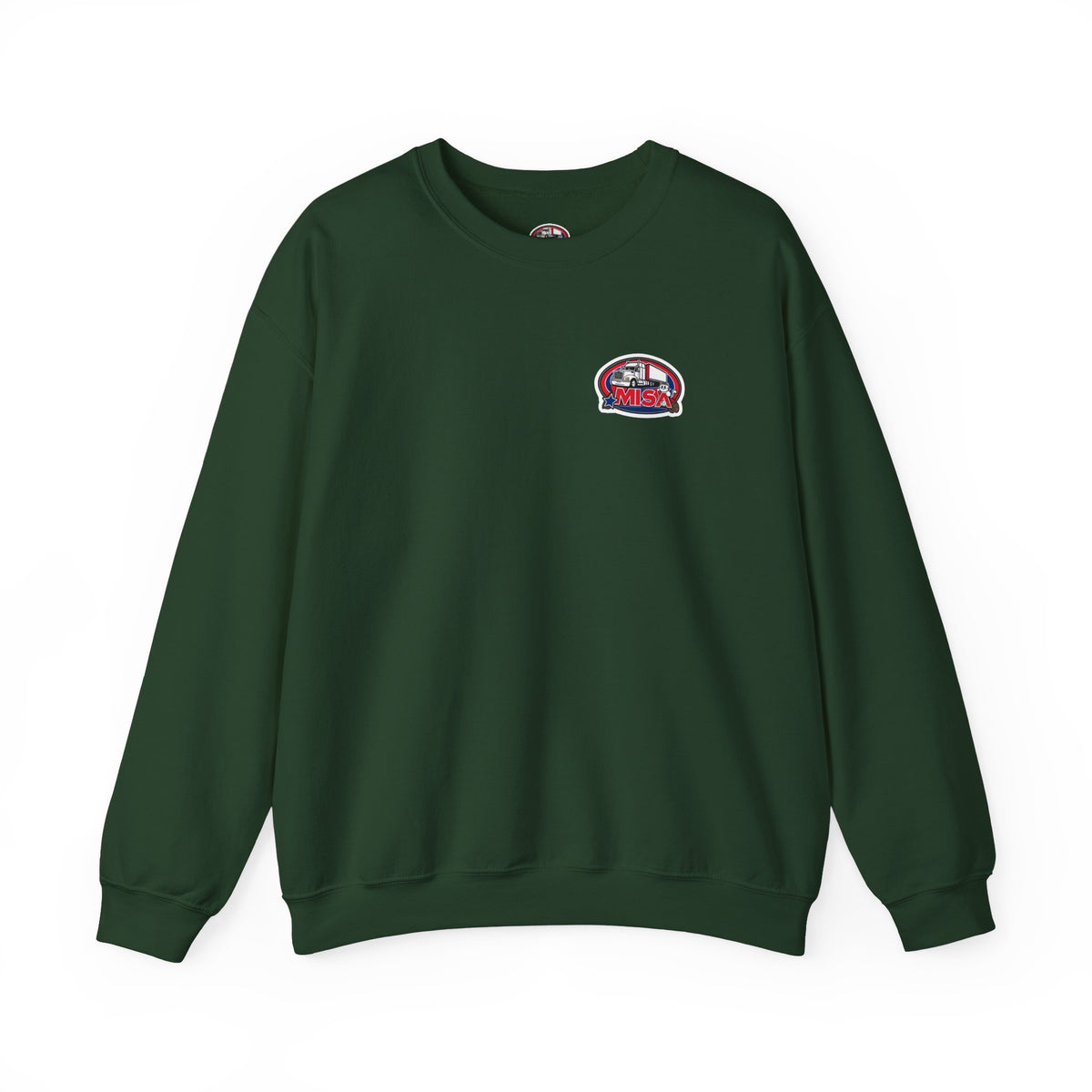 Charcoal patriotic eagle sweatshirt by Printify, unisex heavy blend crewneck with "We Drive America's Economy" design.