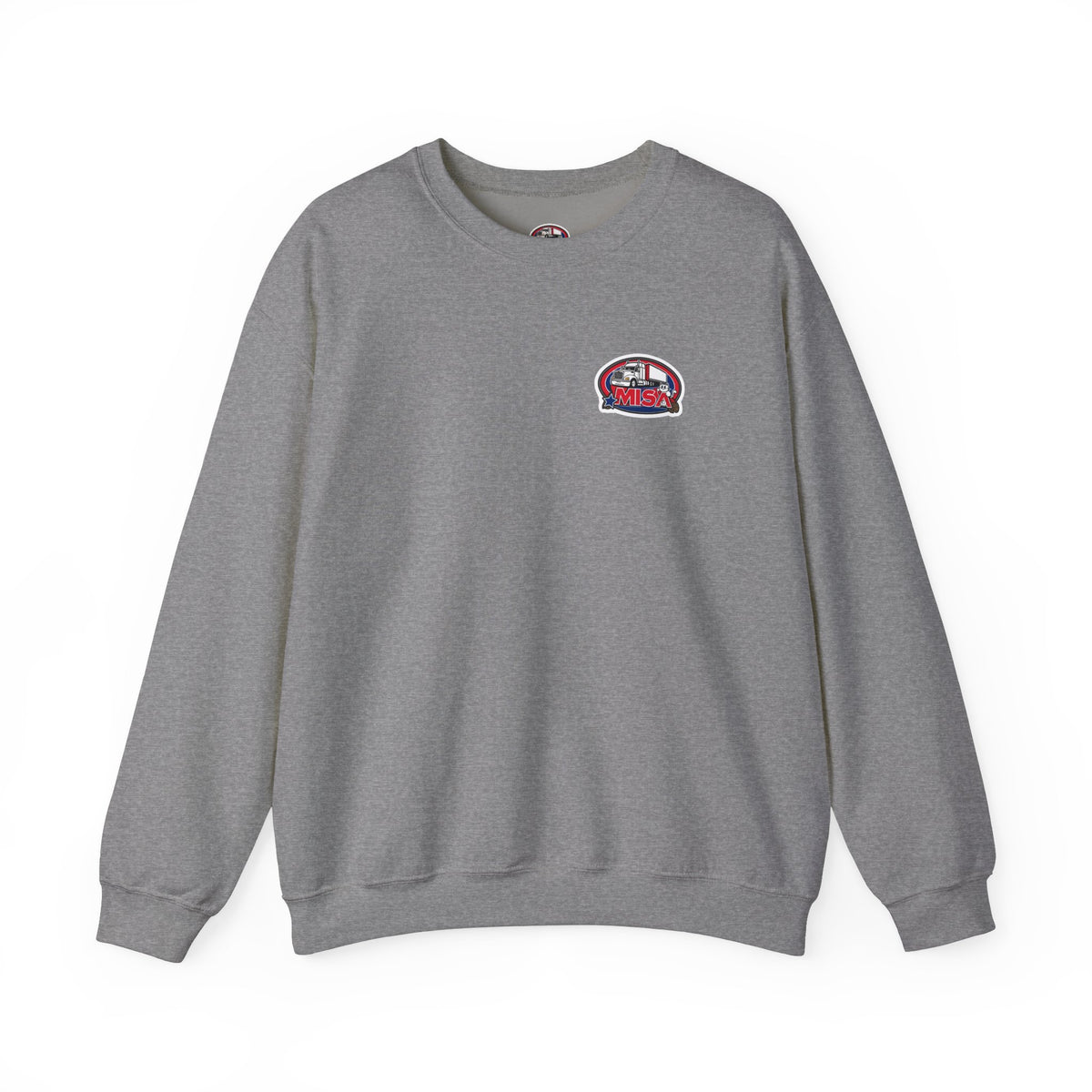 Unisex Charcoal Patriotic Eagle Sweatshirt from Printify with bold "We Drive America's Economy" slogan, heavy blend crewneck.