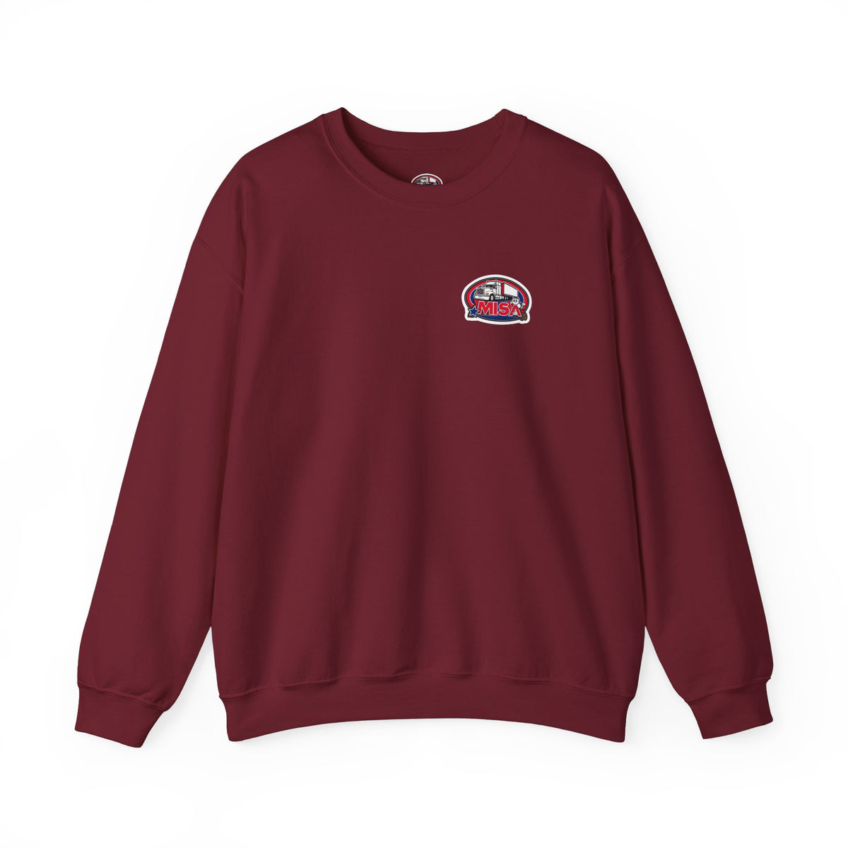 Unisex patriotic eagle sweatshirt in charcoal with "We Drive America's Economy" slogan, heavy blend crewneck by Printify.