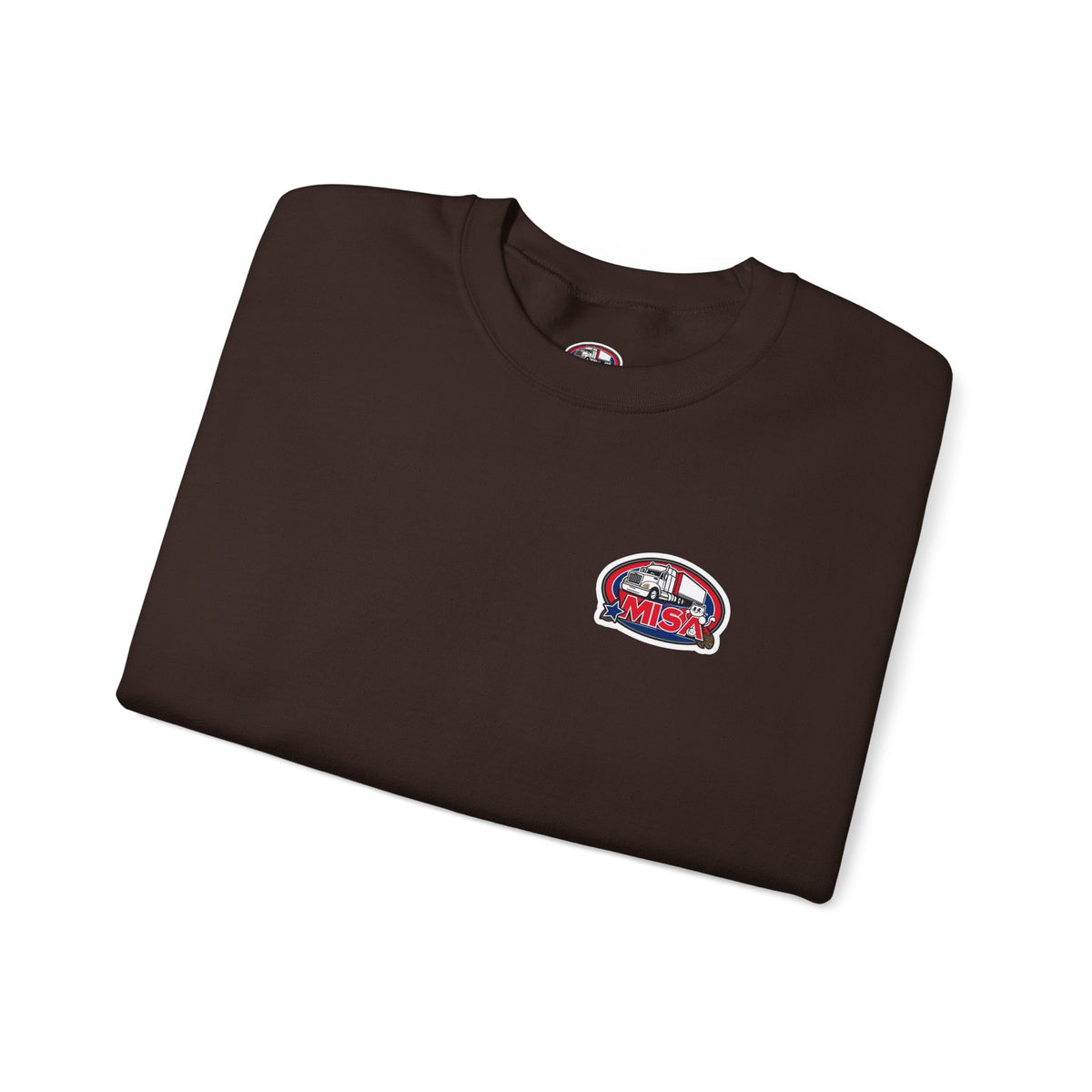 Unisex patriotic eagle sweatshirt in charcoal with "We Drive America's Economy" message on a Printify heavy blend crewneck.