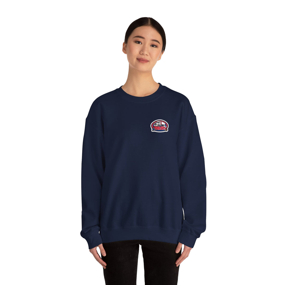 Unisex charcoal patriotic eagle sweatshirt by Printify featuring a bold eagle graphic and "We Drive America's Economy" text.