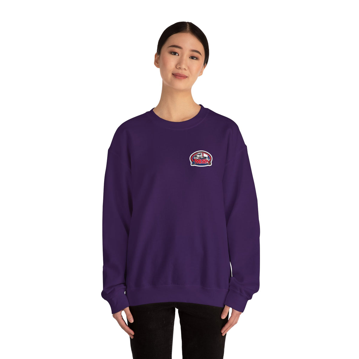 Unisex patriotic eagle sweatshirt in charcoal with bold "We Drive America's Economy" slogan, casual crewneck by Printify.