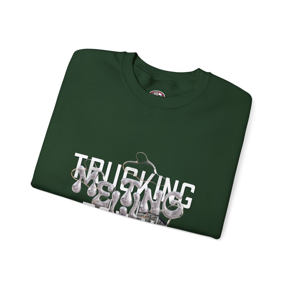 Charcoal trucking meltdown sweatshirt by Printify featuring a bold graphic design on the front.