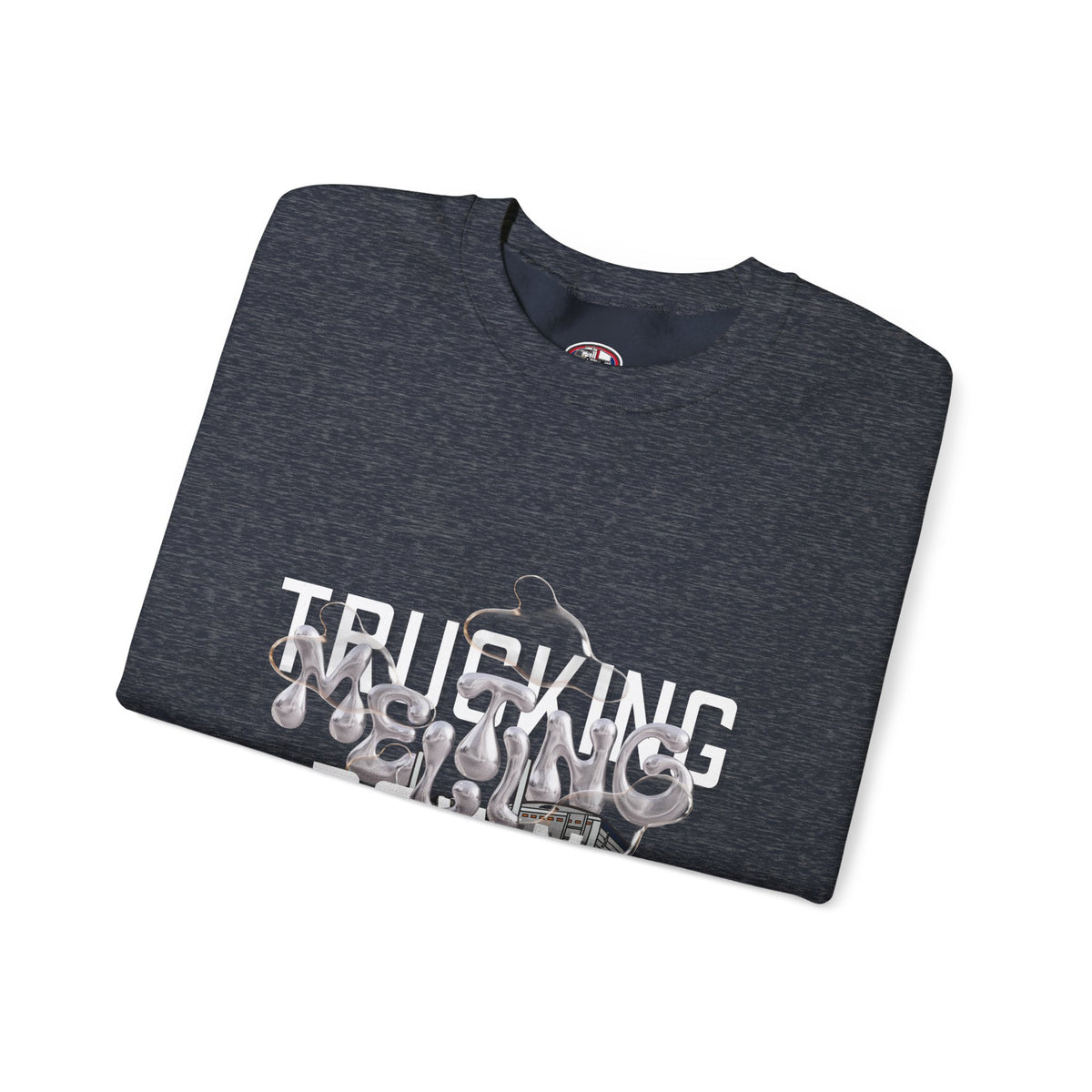 Charcoal Trucking Meltdown Sweatshirt by Printify featuring a casual fit and printed design on soft fabric.