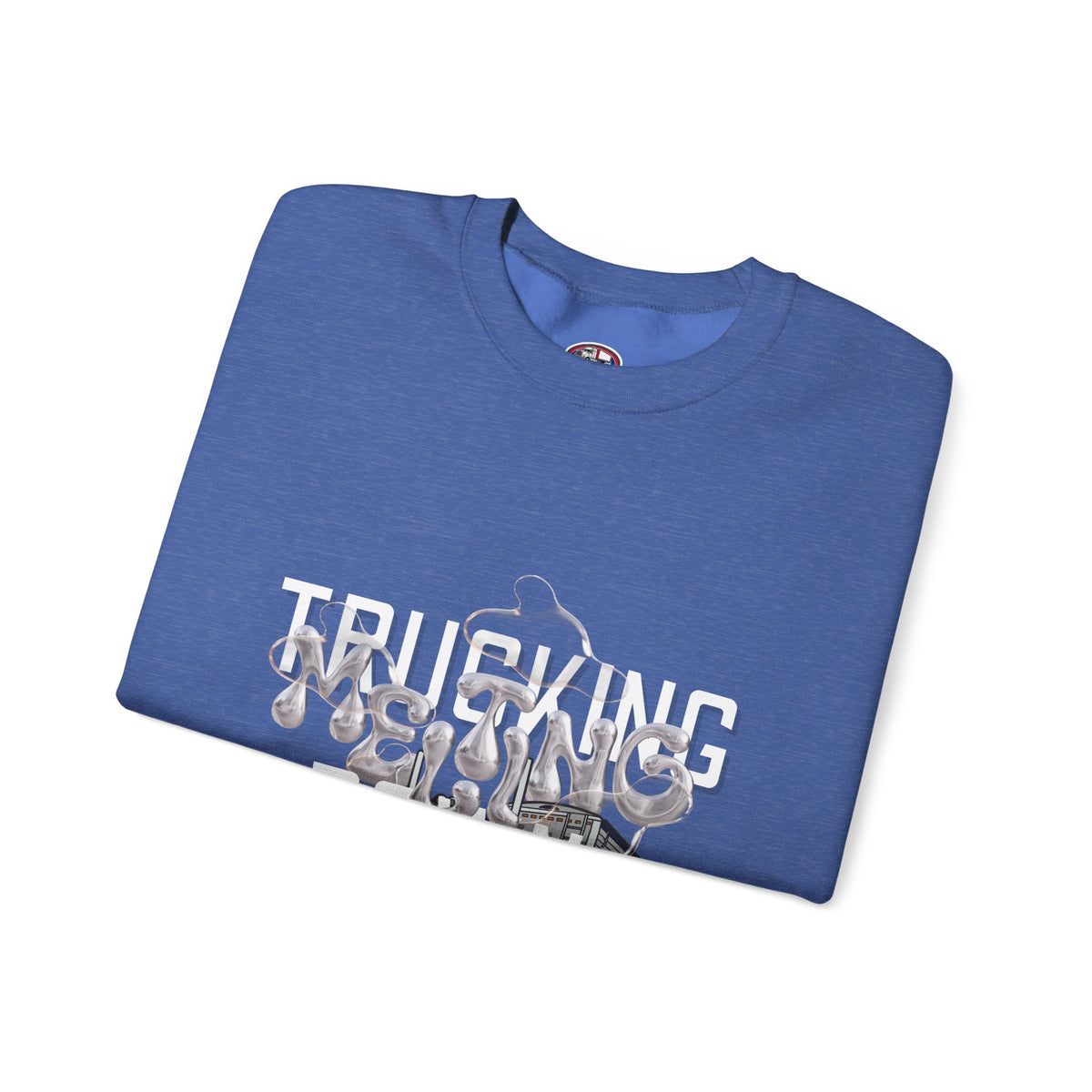 Charcoal Trucking Meltdown sweatshirt by Printify featuring a bold trucking-themed graphic on soft, comfortable fabric.