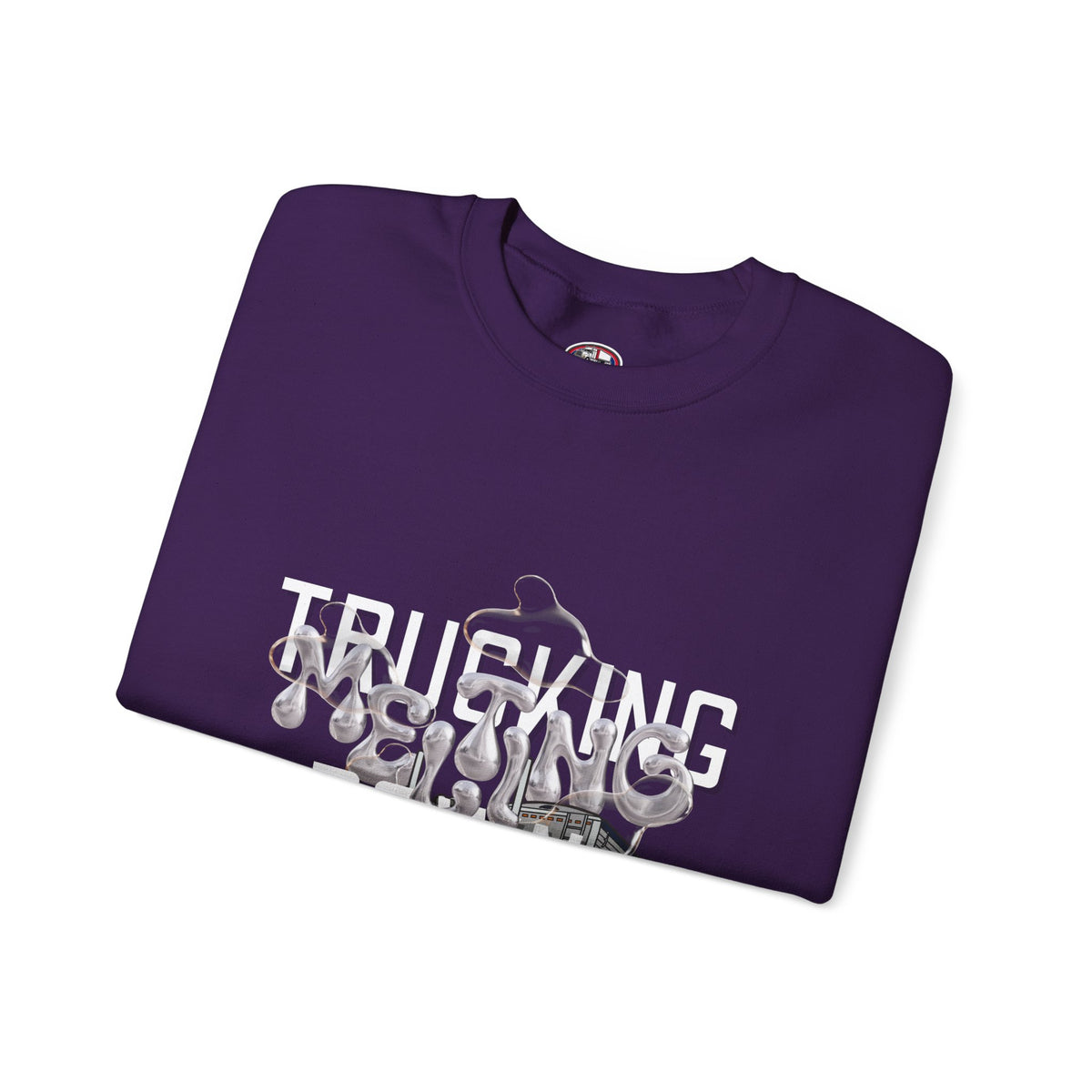 Charcoal Trucking Meltdown Sweatshirt by Printify featuring a casual fit and bold graphic print on soft fabric.