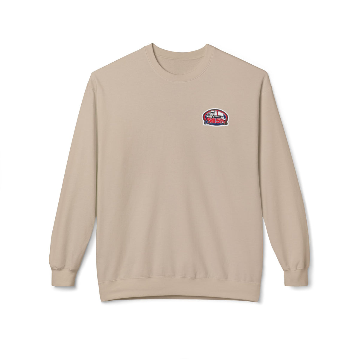 Charcoal unisex midweight fleece crewneck sweatshirt by Printify, showing soft fabric and comfortable fit.