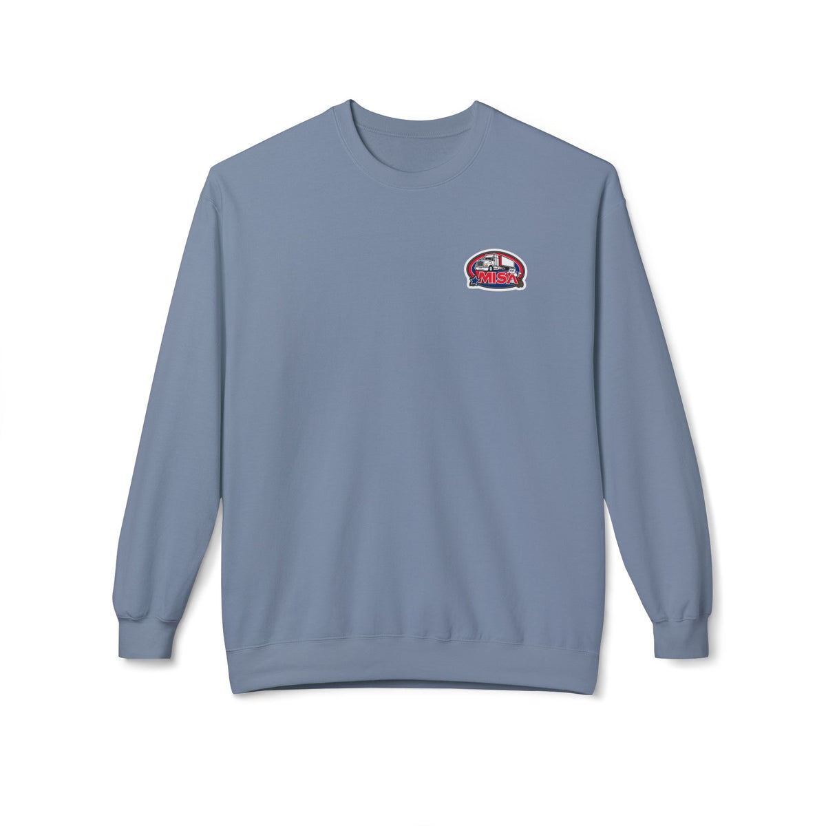 Unisex charcoal midweight softstyle fleece crewneck sweatshirt by Printify, showing a cozy, comfortable fleece fabric and classic crewneck style.