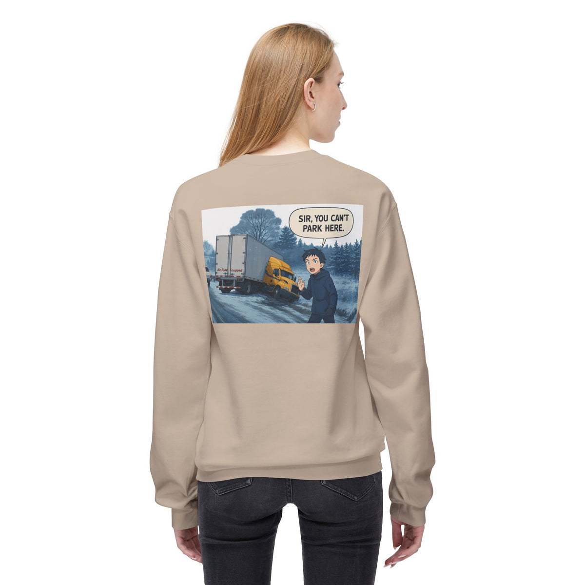 Charcoal unisex midweight softstyle fleece crewneck sweatshirt by Printify, showing the cozy, casual fit and soft fabric.