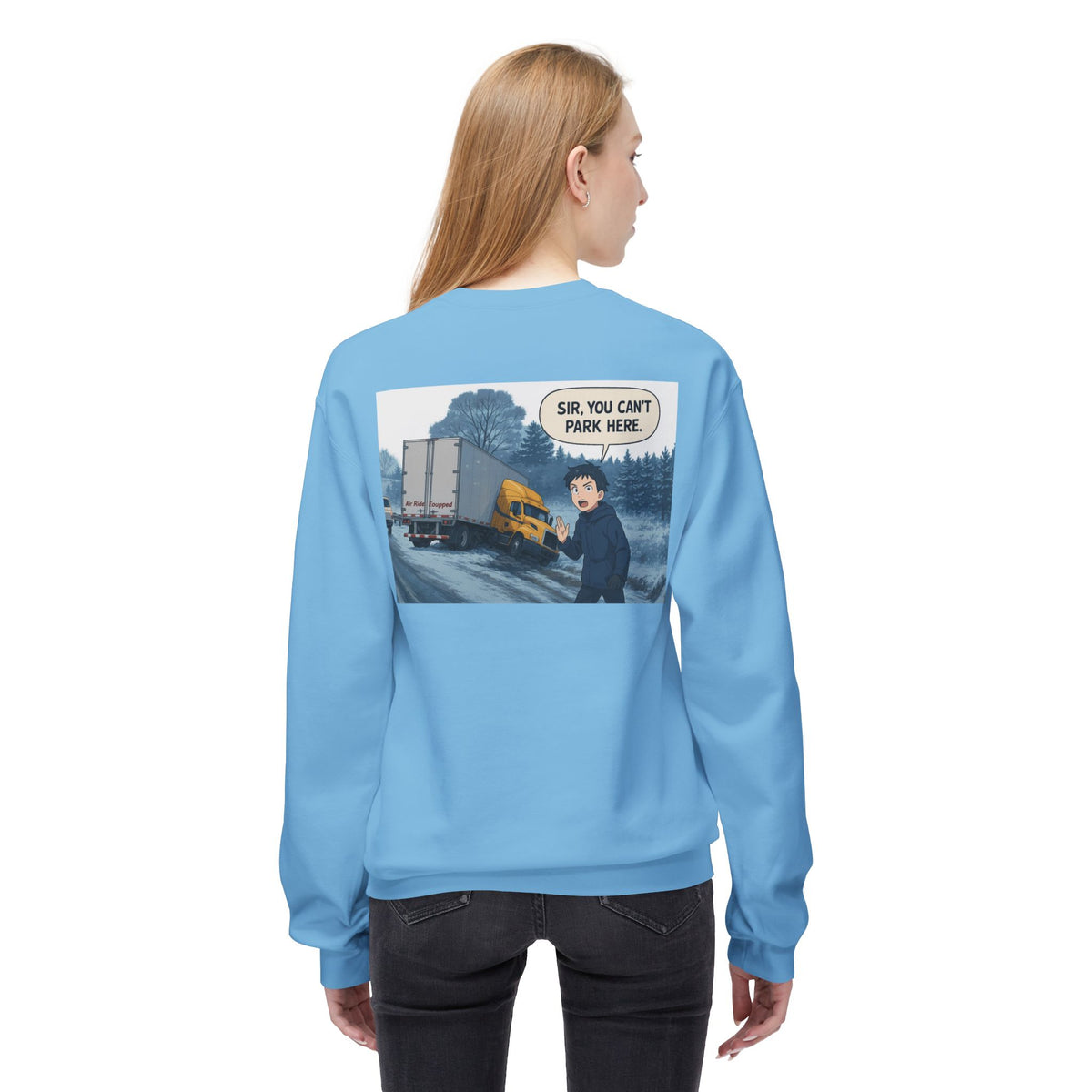 Charcoal unisex midweight softstyle fleece crewneck sweatshirt by Printify, showing a comfortable fit and casual style.