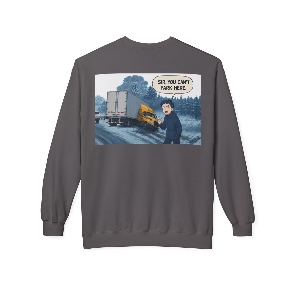 Charcoal unisex midweight softstyle fleece crewneck sweatshirt by Printify, featuring a comfortable and casual design.