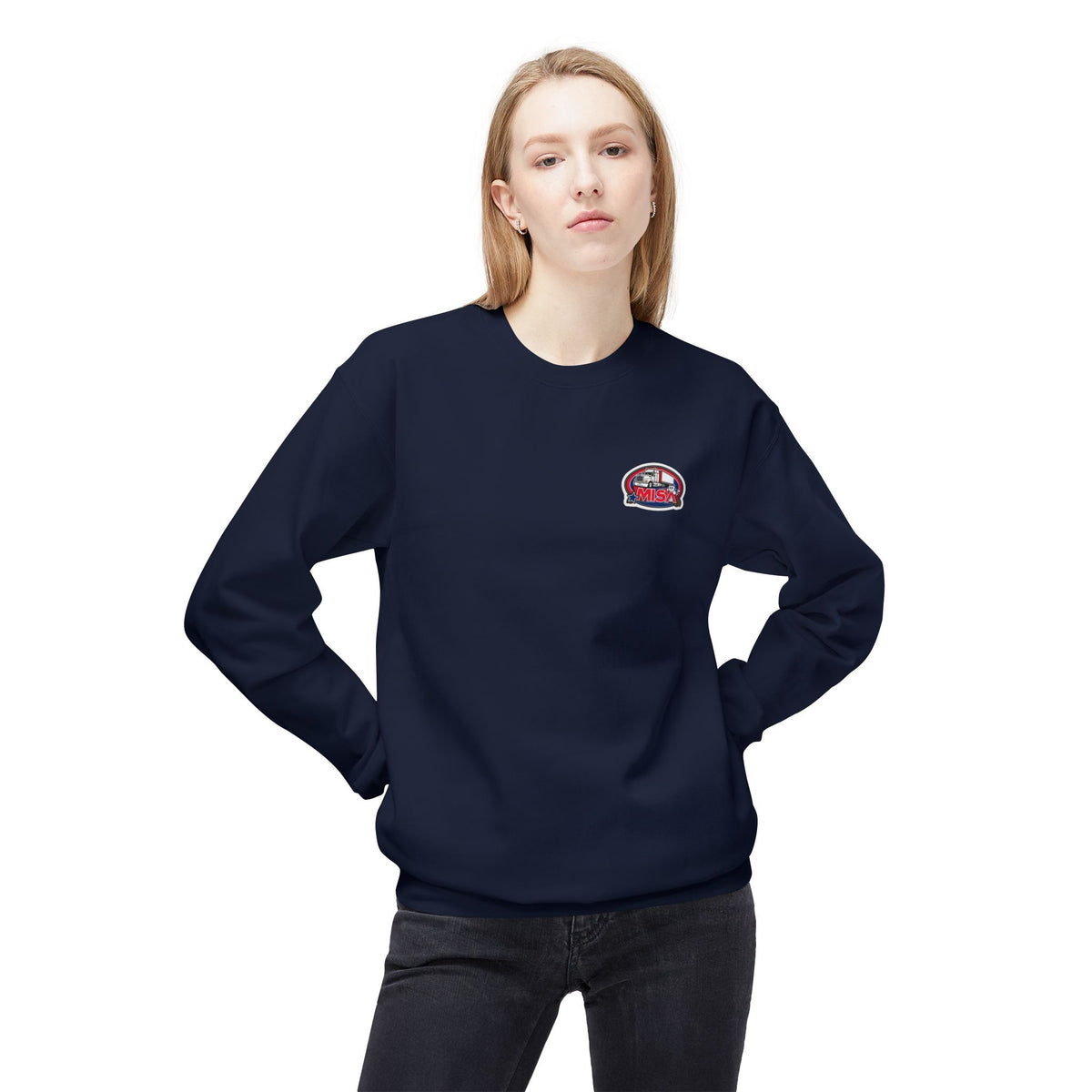 Charcoal unisex midweight softstyle fleece crewneck sweatshirt by Printify, showing a cozy, comfortable sweatshirt with a classic fit.