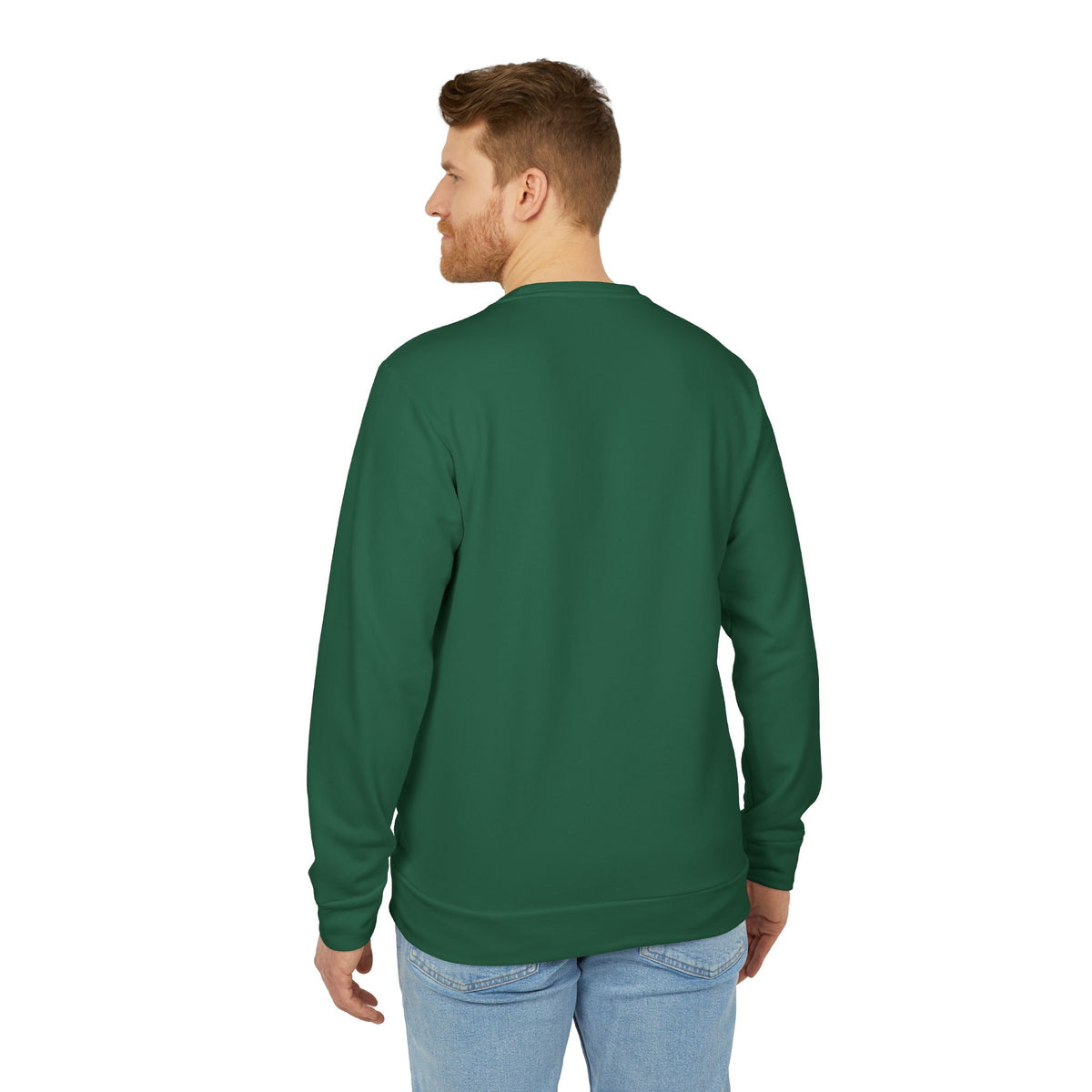 Printify trucking humor crewneck sweatshirt in collegiate green with "I'll Sleep When I'm Done" print, casual crewneck design.